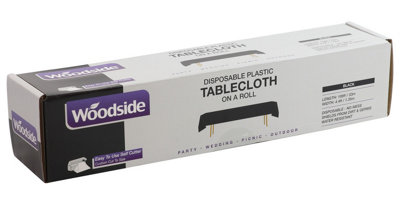 Woodside Disposable Plastic Table Cloth Roll - BLACK