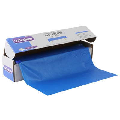 Woodside Disposable Plastic Table Cloth Roll - BLUE