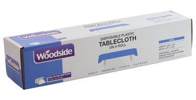 Woodside Disposable Plastic Table Cloth Roll - BLUE - 1