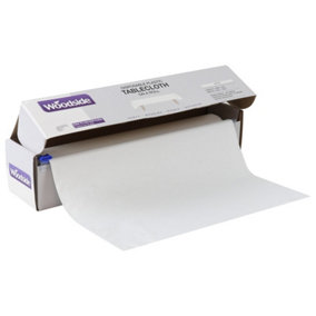 Woodside Disposable Plastic Table Cloth Roll - WHITE