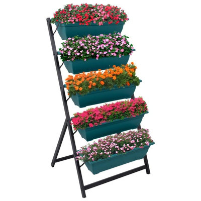 Woodside Drayton 5 Tier Metal Garden Planter Stand, Plant Herb