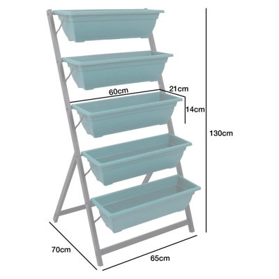 Woodside Drayton 5 Tier Metal Garden Planter Stand, Plant Herb
