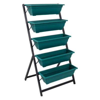Woodside Drayton 5 Tier Metal Garden Planter Stand, Plant Herb