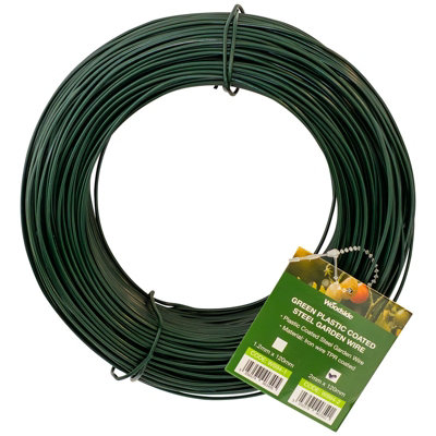 Woodside Green Steel Garden Wire Plastic Coated Twist Tie for Plant Support 2mm x 120m