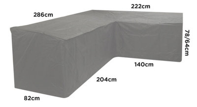 Woodside Grey L Shape Dining Set Cover - Large Left Side Long