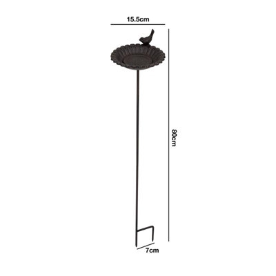 Woodside Ground Insert Cast Iron Bird Bath - 7