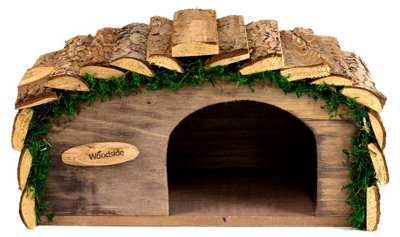Woodside Hedgehog House with Bark Roof