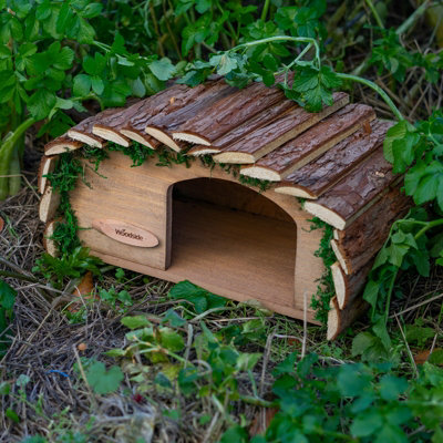 Woodside Hedgehog House with Bark Roof
