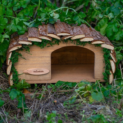 Woodside Hedgehog House with Bark Roof - 4