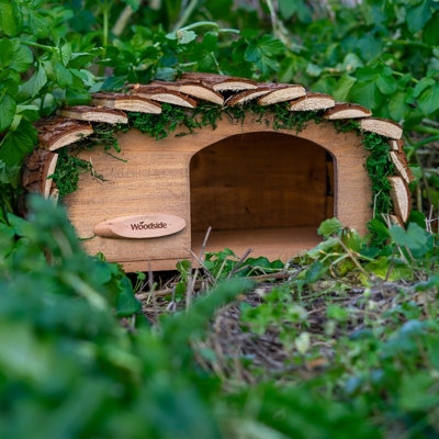 Woodside Hedgehog House with Bark Roof - 5