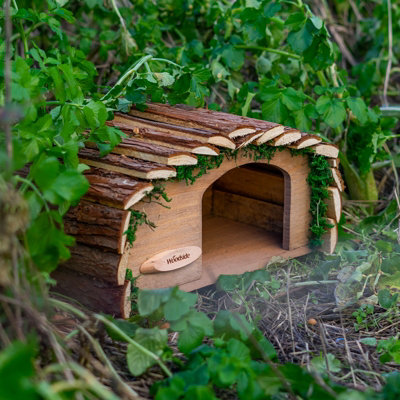 Woodside Hedgehog House with Bark Roof - 6