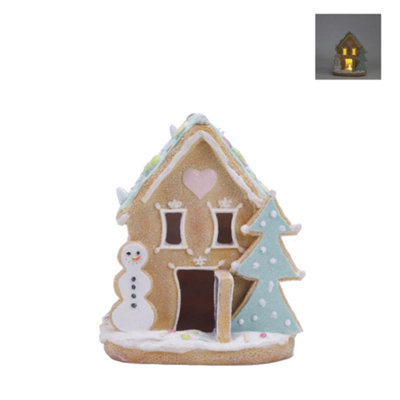 Woodside Home Living Christmas LED Light Up Gingerbread House - Beige