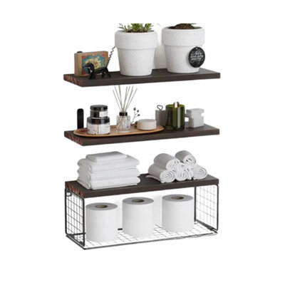 Woodside Home Living Wall Mounted Floating Shelf Set