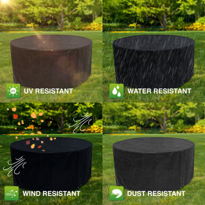 Woodside Large Round Patio Set Cover BLACK - 5