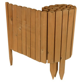 Woodside Log Roll Wooden Border Fence - 203cm x 40cm