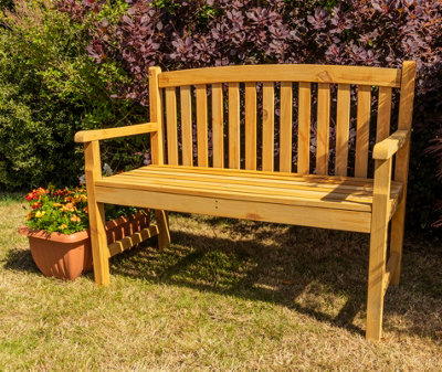 Woodside Narford Wooden 4ft 2 Seater Bench - 4