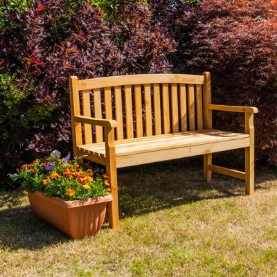 Woodside Narford Wooden 4ft 2 Seater Bench - 5