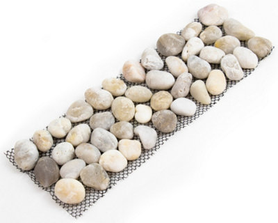 Woodside Pebble Strip Garden Lawn Edging (8 PACK) - LIGHT STONE