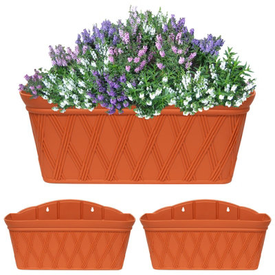 Woodside Plastic Rectangle Wall Hanging Planter 3 Pack