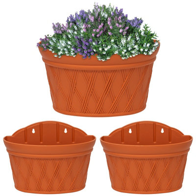 Woodside Plastic Semicircle Wall Hanging Planter 3 Pack