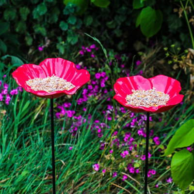 Woodside Poppy Cast Iron Bird Feeder 2 PACK - 6