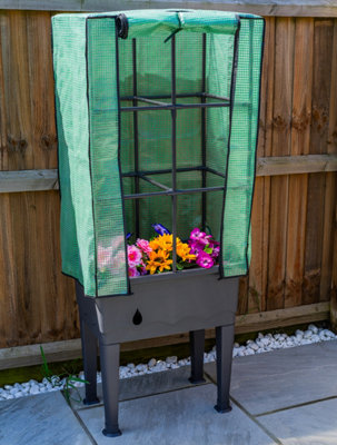 Woodside Raised Garden Plant Bed with Greenhouse Cover