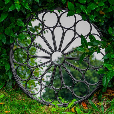 Woodside Ryton Medium Decorative Round Outdoor Garden Mirror
