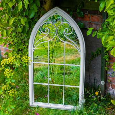 Woodside Selby XL Decorative Arched Outdoor Garden Mirror