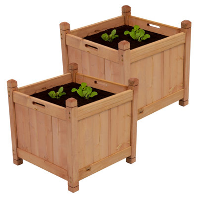 Woodside Stanfield Square Wooden Planter 2 PACK