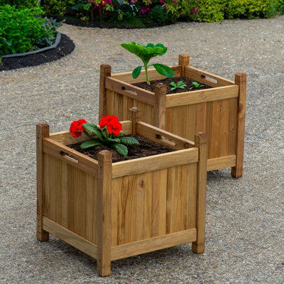 Woodside Stanfield Square Wooden Planter 2 PACK