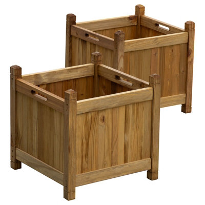 Woodside Stanfield Square Wooden Planter 2 PACK - 4