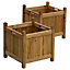Woodside Stanfield Square Wooden Planter 2 PACK
