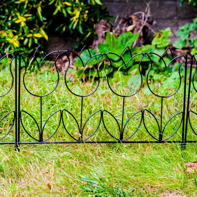 Woodside Tulip Style Garden Border Lawn Edging Steel Fence, 2.3m, pack of 5