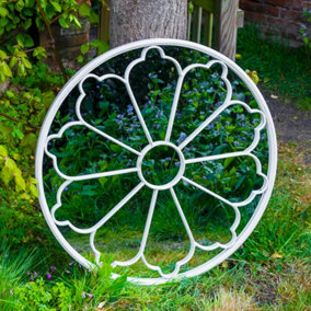 Woodside Upton Large Decorative Round Outdoor Garden Mirror