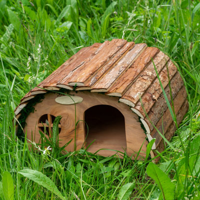 Woodside Wooden Hedgehog House with Log Roof - 4