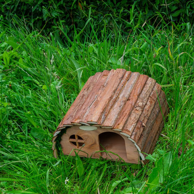 Woodside Wooden Hedgehog House with Log Roof - 5