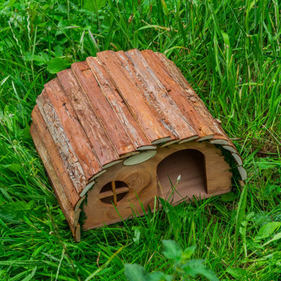 Woodside Wooden Hedgehog House with Log Roof - 6