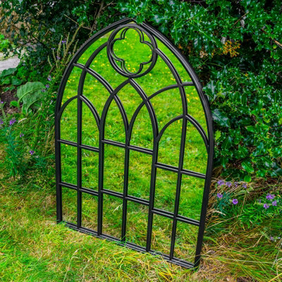 Woodside Wyton XL Decorative Arched Outdoor Garden Mirror