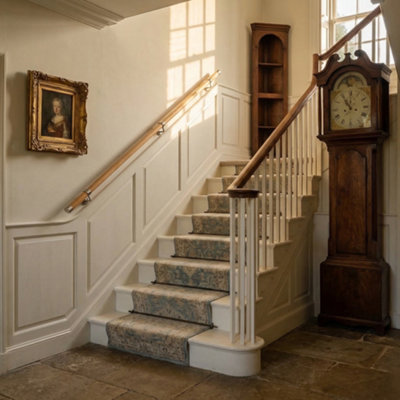 Woodworx Premium Solid Oak & Brushed Nickel 2.4m Indoor Stair Handrail Kit. Easy Install all in One Box - 5Yr Guarantee