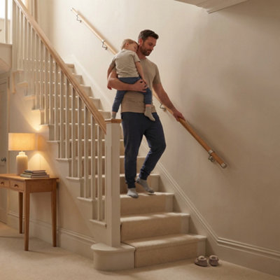 Woodworx Premium Solid Oak & Brushed Nickel 3.6m Indoor Stair Handrail Kit. Easy Install all in One Box - 5Yr Guarantee