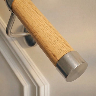 Woodworx Premium Solid Oak & Brushed Nickel 3.6m Indoor Stair Handrail Kit. Easy Install all in One Box - 5Yr Guarantee