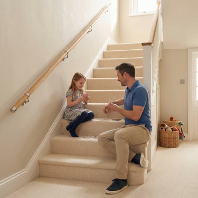 Woodworx Premium Solid Oak & Brushed Nickel 3.6m Indoor Stair Handrail Kit. Easy Install all in One Box - 5Yr Guarantee