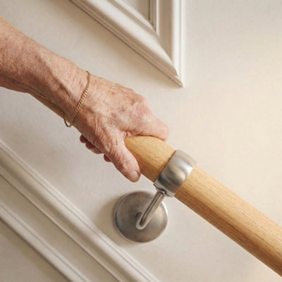 Woodworx Premium Solid Oak & Brushed Nickel 3.6m Indoor Stair Handrail Kit. Easy Install all in One Box - 5Yr Guarantee