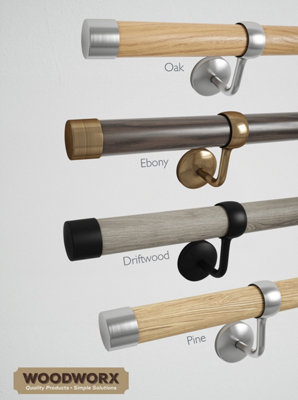 Woodworx Premium Solid Oak & Brushed Nickel 3.6m Indoor Stair Handrail Kit. Easy Install all in One Box - 5Yr Guarantee