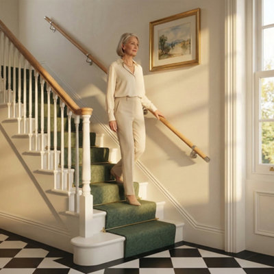 Woodworx Premium Solid Oak & Brushed Nickel 3.6m Indoor Stair Handrail Kit. Easy Install all in One Box - 5Yr Guarantee