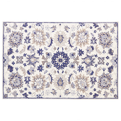 Wool Area Rug 140 x 200 cm Beige and Blue KUMRU