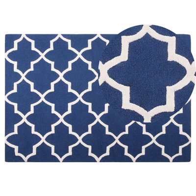 Wool Area Rug 140 x 200 cm Blue SILVAN