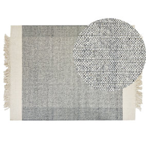Wool Area Rug 140 x 200 cm Grey and Off-White TATLISU