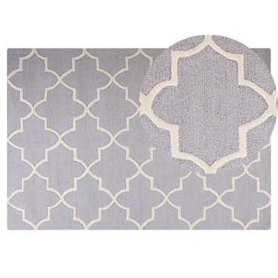 Wool Area Rug 140 x 200 cm Grey SILVAN