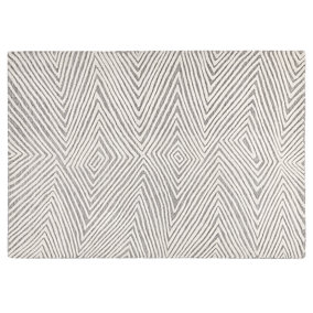 Wool Area Rug 140 x 200 cm White and Grey GOKSUN